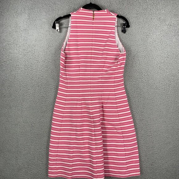 Lilly Pulitzer Dress Women's Small Pink White Brielle Striped Polyester Cotton - Picture 12 of 16